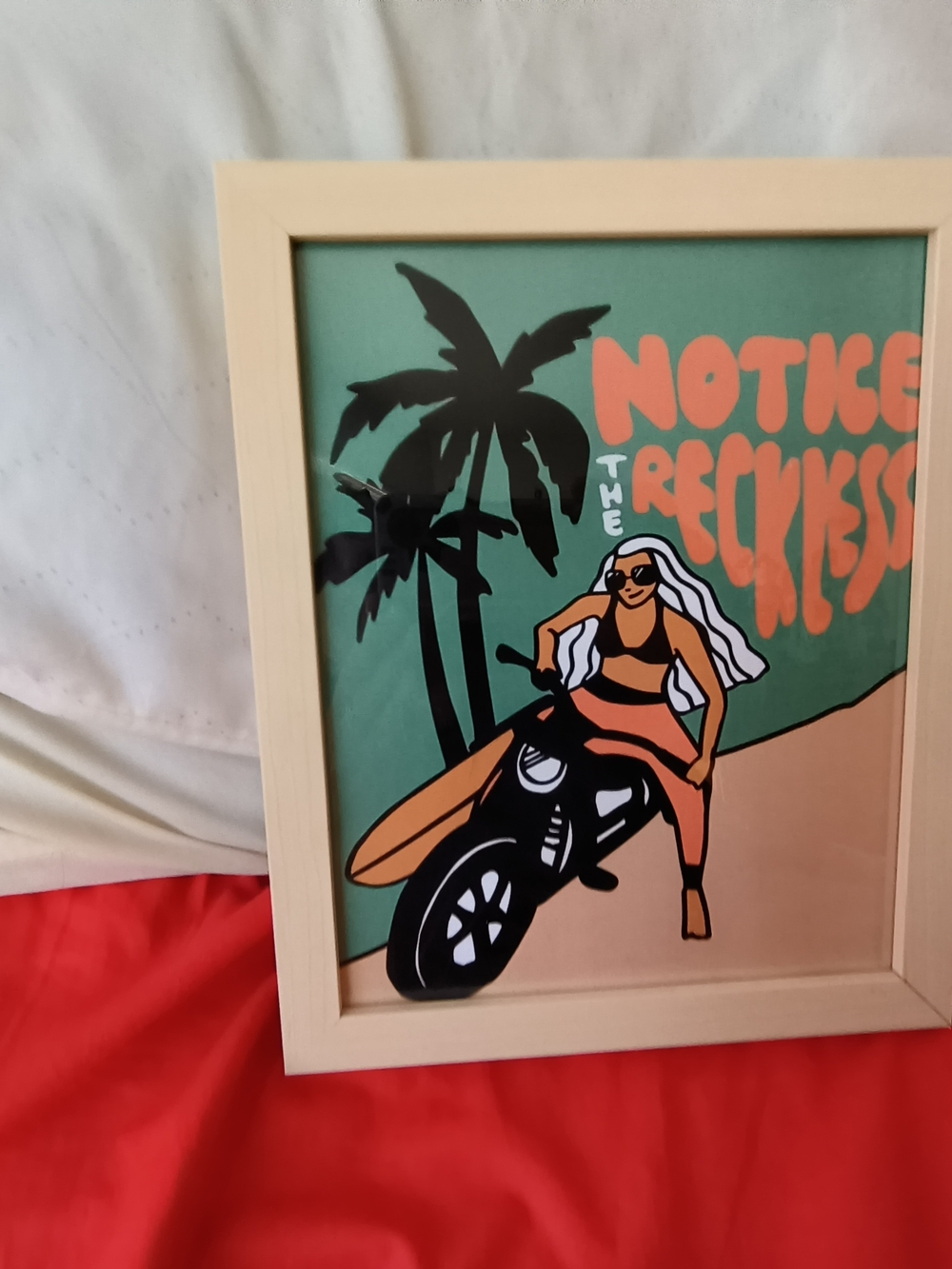 Motorcycle Art (Chick In Bikini On Motorcycle ) 11 X 9